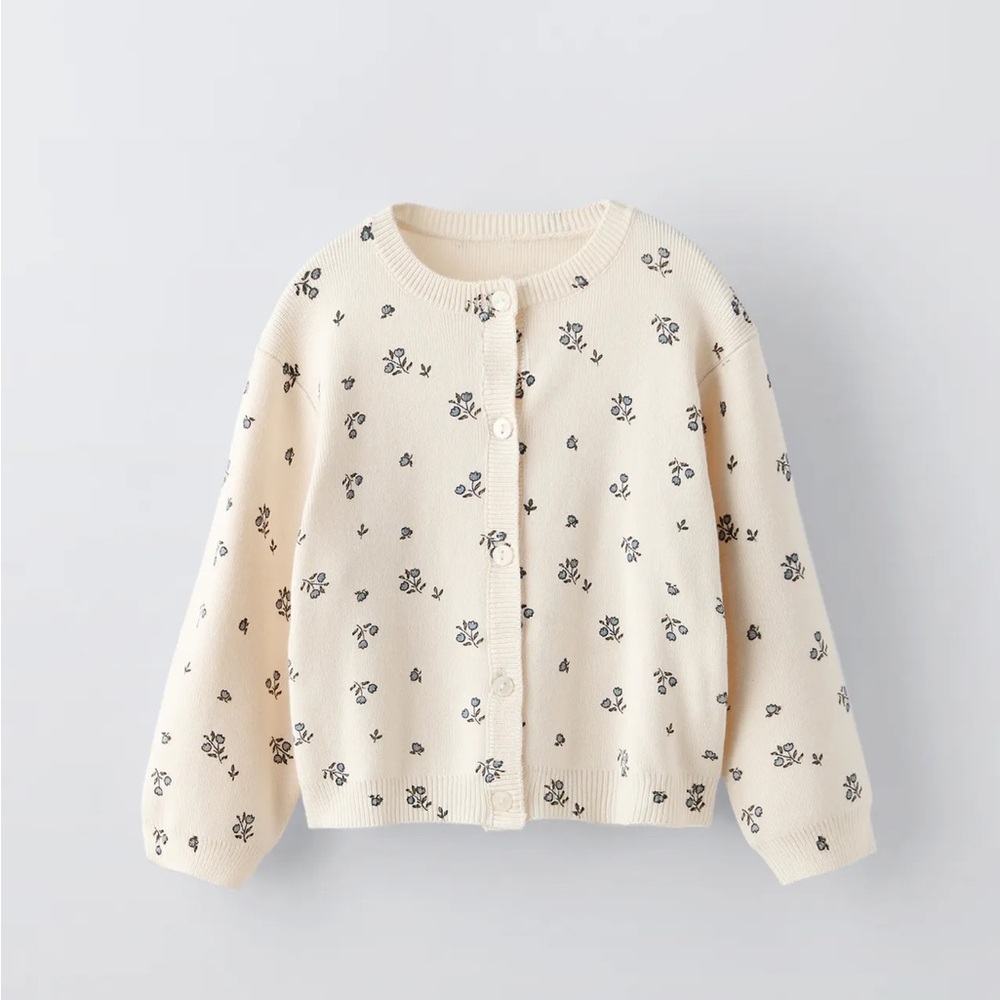 Zara Kids Knit Floral Cardigan Sz. 4